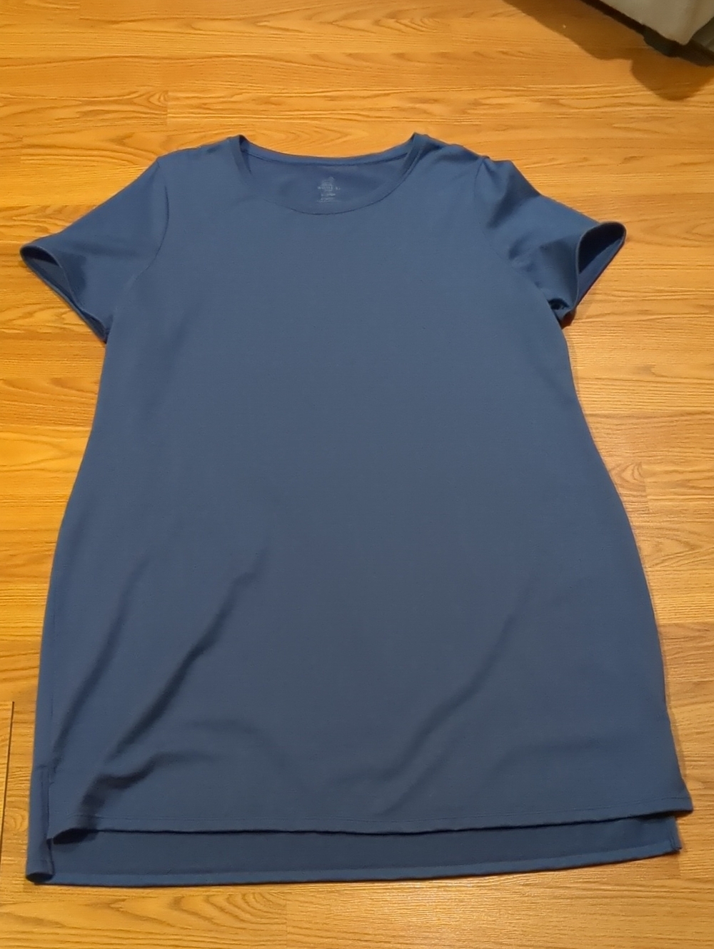 Woolx Mia Merino Wool Hi Low T Shirt Dress XL Slate Blue Side Slits